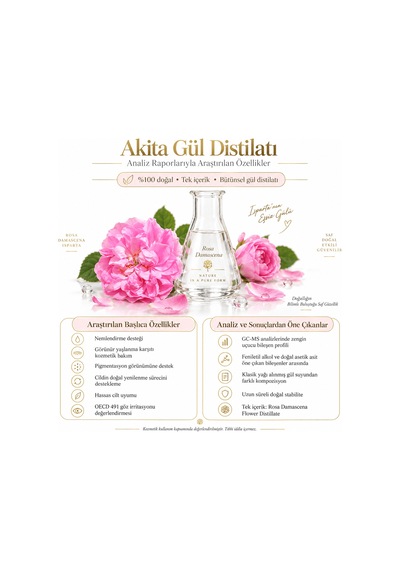 Akita Doğal Yağı Alınmamış Gül Suyu 3 x 250 ML