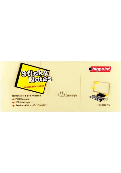 Tr Yapışkanlı Not Kağıdı 3'lü 40x50mm Sarı 4'lü Paket