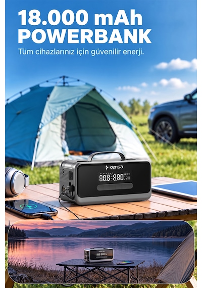 Araç Süpürgeli Akü Takviyeli Jump Starter & 160 Psı Kompresör Araç Kiti 18.000 Mah
