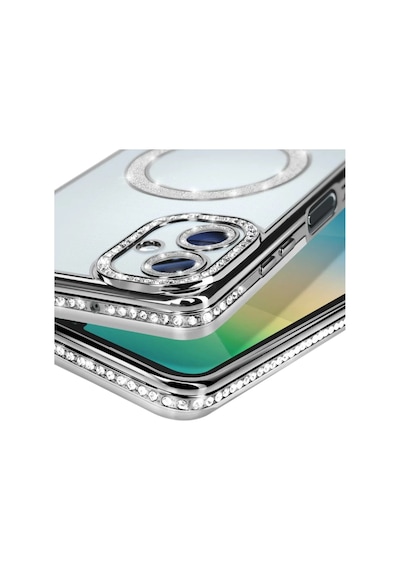 Samsung Galaxy A06 Uyumlu Joke Simli Magneticsafe Kılıf - Gümüş