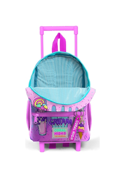 Minik Yuva Çekçekli Sırt Çantası Pembe Mor Milkshake Dondurma Desenli İki Bölmeli 24049