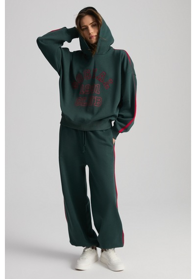 Grımelange Possıbılıty Kadın Nakışlı Baskılı Kapüşonlu Yeşil Sweatshirt