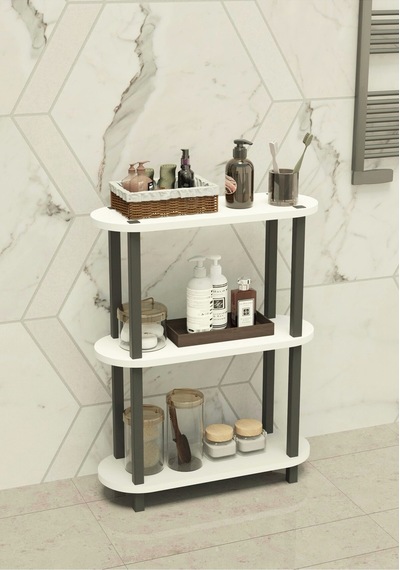 Soft 3 Katlı Banyo Düzenleyici Çok Raflı Banyo Organizeri Çok Amaçlı Banyo Düzenleyici - Beyaz Beyaz