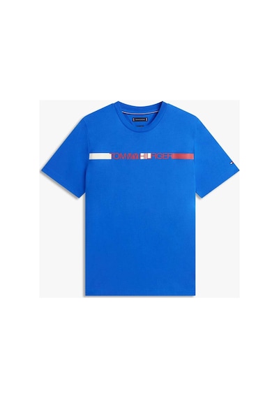 Tommy Hilfiger Brand Love Strıpe Tee - Logo Baskılı T-shırt Blue