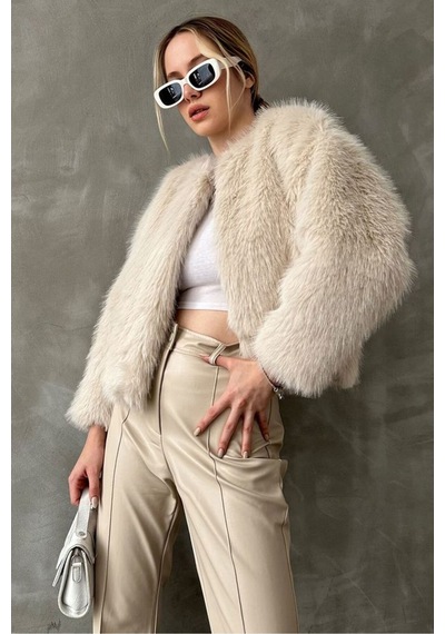 Verymoda Kürk Detaylı Kısa Ceket Taş