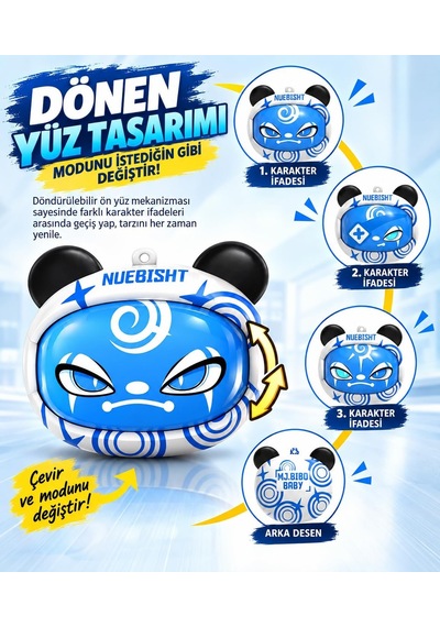 Bibo Baby G05d Bluetooth 5.4 Kablosuz Kulaklık, Dönen Yüz Tasarımlı Şarj Kutusu, Dokunmatik Kontrol, Düşük Gecikme, Hd Görüşme, 150 Saat Bekleme