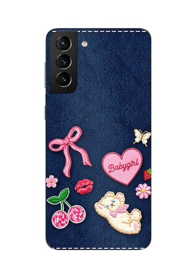 Samsung Galaxy S21 Plus Uyumlu Bebek Kız Jean Kot Baskılı Silikon Kılıf