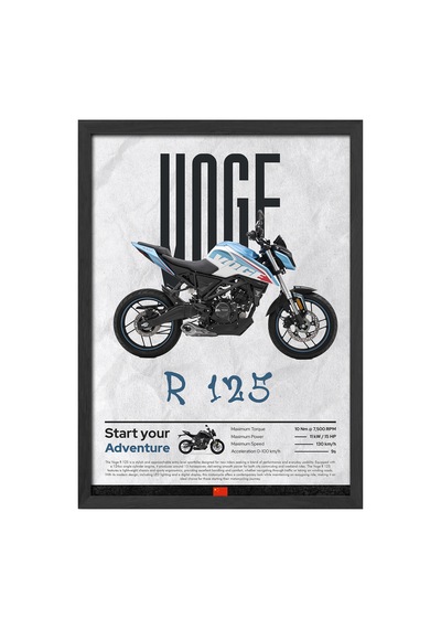 Voge R 125 Siyah Ahşap Çerçeveli Poster, Dekoratif Motosiklet Duvar Tablosu