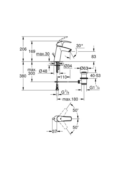 Eurosmart Tek Kumandalı Lavabo Bataryası M-boyut 2339310e Diğer
