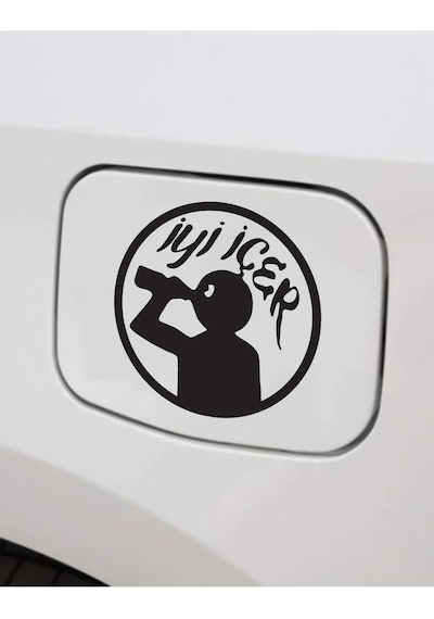 İyi İçer Komik Oto Yakıt Depo Kapağı Sticker 10 1,51 Cm