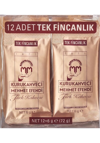 Kurukahveci Mehmet Efendi Tek Fincanlık Türk Kahvesi Kutu 12 x 6 G