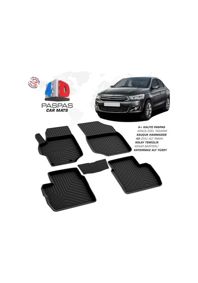 Citroen C-elysee 4d Araca Özel Havuzlu Kauçuk Paspas 2013 Ve Üzeri