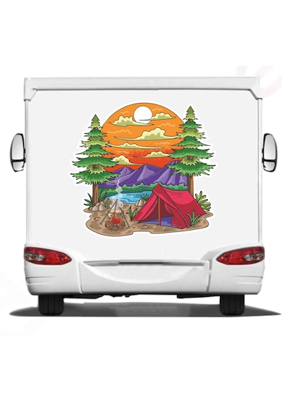 Kamp, Off Road, 4x4, Doğa, Manzara, Adventure Sticker, Araba Karavan Pickup Arazi Suv 02180 50x46 Cm