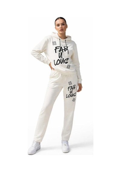 Gönülden Tasarım Yazılı Kadın Eşortman Takım Beyaz