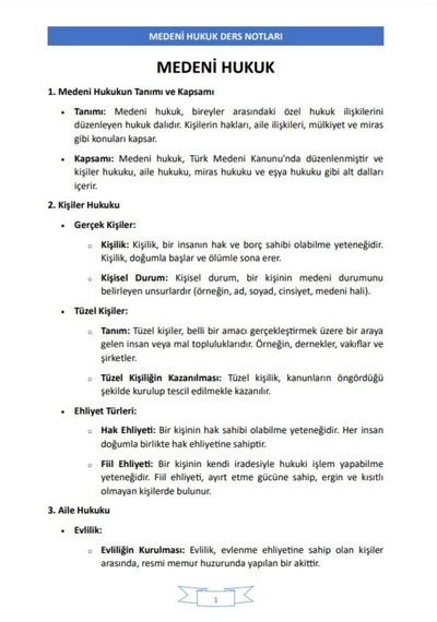 Medeni Hukuk Ders Notları