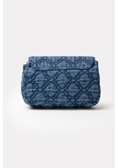 İcone Bag Denim Yıkamalı Kapitone Kadın Çanta, Dikişli Zincir Askılı Günlük Çanta, Kot Çanta Kot Lacivert