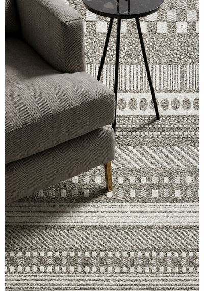 Bukle Gri Beyaz Kilim Yıkanabilir Kaymaz Taban Şönil Kilim Salon Oturma Odası Halısı Bk485