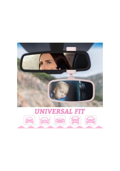 Alliluya Bebek Araba Dikiz Aynası, Pembe, 360 Döndürülebilir, Yaylı Klipsli Arabada Bebek Var Sticker
