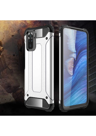 Noktaks - Xiaomi Redmi Note 10s Uyumlu - Kılıf Çift Katman Zırh Tank Crash Military Kapak - Gold