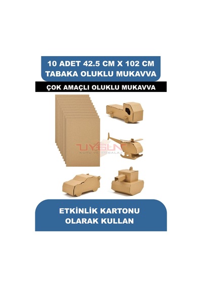 10 Adet 42.5cm X 102cm Baskısız Tabaka Oluklu Mukavva, Çocuk Etkinlik Kartonu, Maket Kartonu, Kargo Kartonu