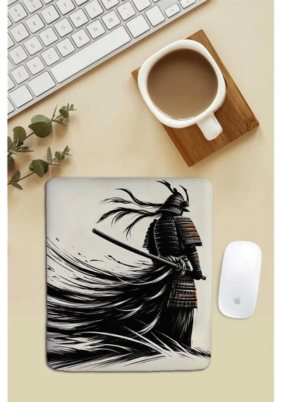 Sonictouch Bilek Destekli Samuray Siyah Beyaz Dikdörtgen Pürüzsüz Yüzey Dikişsiz Mouse Pad 18x22cm Mousepad