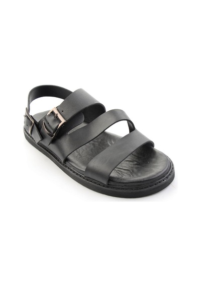 Siyah Hakiki Deri Erkek Sandalet E05557269003