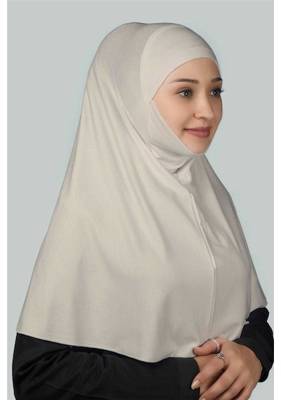 Altobeh Hazır Türban Peçeli Pratik Eşarp Tesettür Nikaplı Hijab - Namaz Örtüsü Sufle (XL) - Koyu Krem