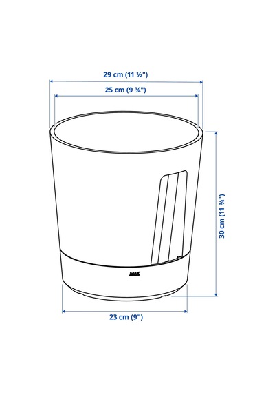 Ikea Vardtrad Sulama Düzenekli Saksı 24 Cm Antrasit