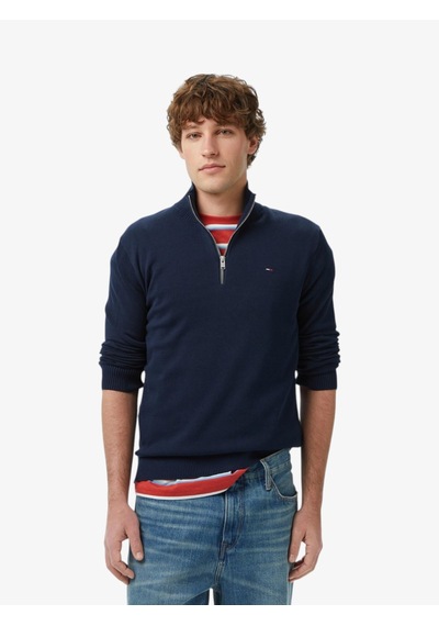 Tommy Hilfiger Tjm Slm Ess Lıght Zıp Swtr Ext Erkek Mavi Kazak - Dm0dm21654