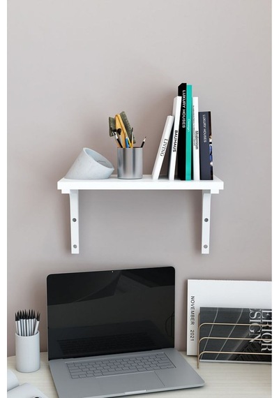 Tekli Dekoratif Duvar Rafı, Kitaplık Ve Organizer, Banyo, Mutfak, Balkon Beyaz