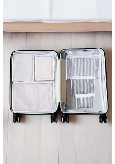 Bavul Organizer Çizgili 6lı Set Kumaş Kahverengi Tr Diğer
