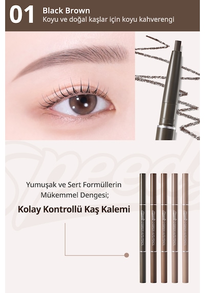 Peripera Speedy Eyebrow Auto Pencil 01 Black Brown