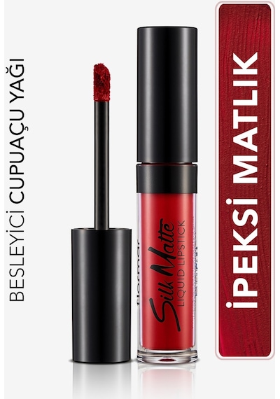 Flormar Kadife Dokulu Likit Mat Ruj - Silk Matte Liquid Lipstick - 014 CARNATION RED - 8690604505418