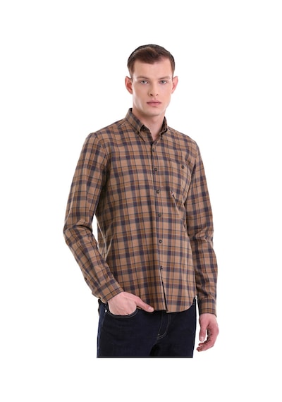 Hatemoğlu Kahverengi Comfort Fit Kareli 100% Pamuklu Düğmeli Yaka Uzun Kol Kahverengi Hatemoğlu Kahverengi Comfort Fit Kareli 100% Pamuklu Düğmeli Yaka Uzun Kol Kahverengi