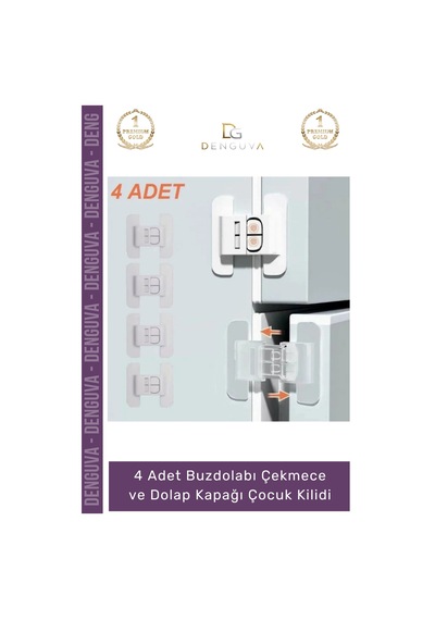 Kilit Çift Butonlu Emniyet Bebek Güvenlik Buzdolabı Çekmece Koruyucu Dolap Kapağı Çocuk Kilidi - 4 Çok Renkli