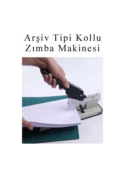 Büyük Boy 1 Adet Arşiv Tipi Zımba Makinası 100 Sayfa Kapasiteli Zımba Teli Hediyeli Kollu
