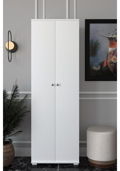 8 Raflı Çok Amaçlı Mutfak, Banyo, Kiler Dolabı Beyaz / Beyaz