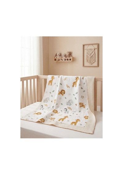 %100 Pamuk Bebek Battaniyesi Pikeli 100x100 Yeşil