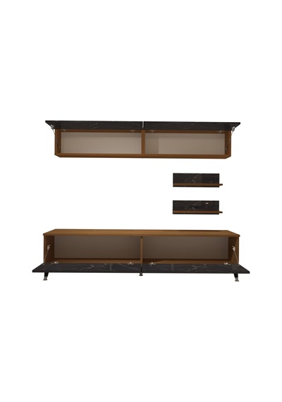 Decoraktiv Eko 5 Mdf Std Silver Tv Ünitesi Tv Sehpası Ceviz - Siyah Mermer