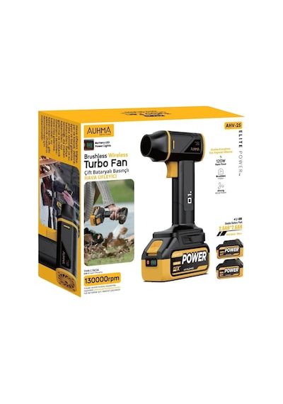 Auhma Ahv-25 Şarjlı Turbo Fan Hava Üfleyici 130000 Rpm Çift Bataryalı