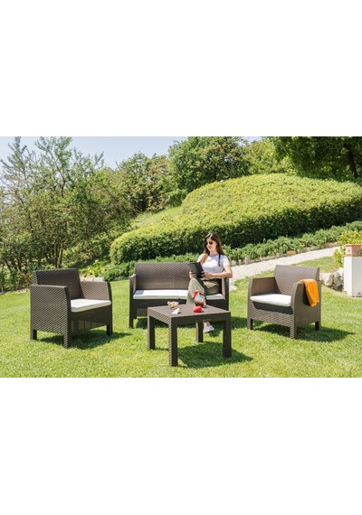 Matilde 4 Kişilik Rattan Oturma Grubu Kahverengi