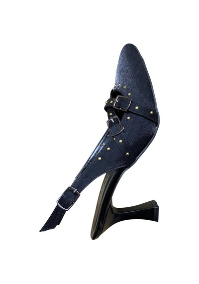 Yaren Moda Kadın Kadeh Topuklu İşlemeli Arkası Açık Stiletto Siyah - 870536469 Siyah