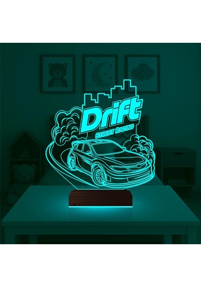 Luvivia Drift Yarış Arabası 3d Lamba - Masa Gece Lambası Şeffaf