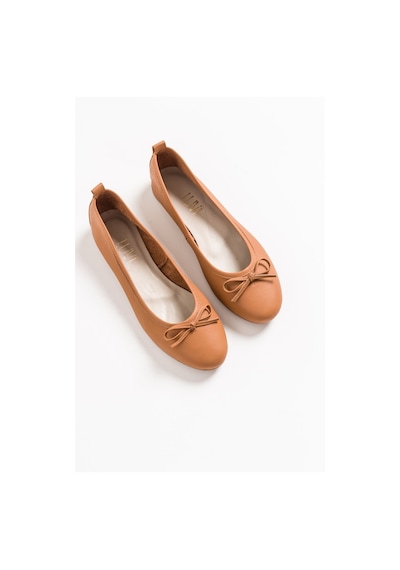 Luvishoes 01 Taba Cilt Kadın Babet Taba
