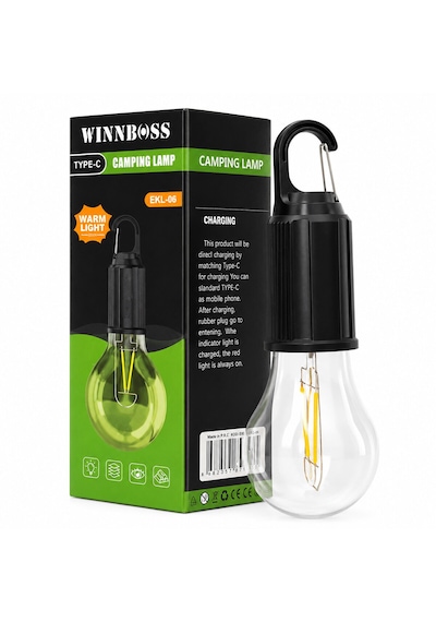 Usb Şarjlı Seyyar Ampul Model Rustik Kamp Lambası Mandallı Kanca Askılık 3-kademe Işık Ekl-06 G-912 4801