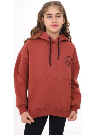 Toontoy Kız Çocuk Baskılı Sweatshirt Kiremit