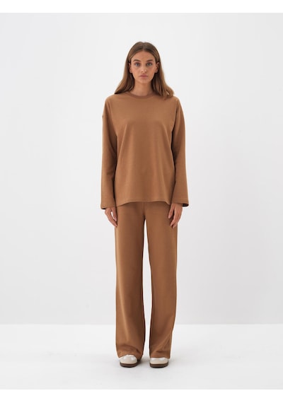 Xint Camel Pamuk Dokulu Oversize Sweat Pantolon 470456
