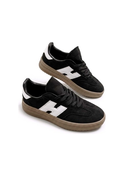 Mcdark Kadın Siyah Beyaz Süet Sneaker Ayakkabı