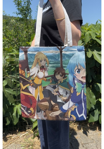 Zipzap Konosuba V3 Yazlık Kışlık Çift Taraflı Kanvas Baskı Bez Çanta Anime Çantası