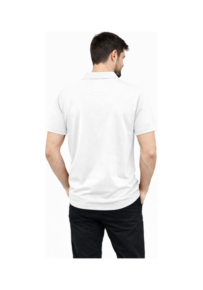 Mekaizen Erkek Slim Fit Polo Yaka Tişört Dar Kesim Basic Kısa Kollu Günlük T-shirt Beyaz